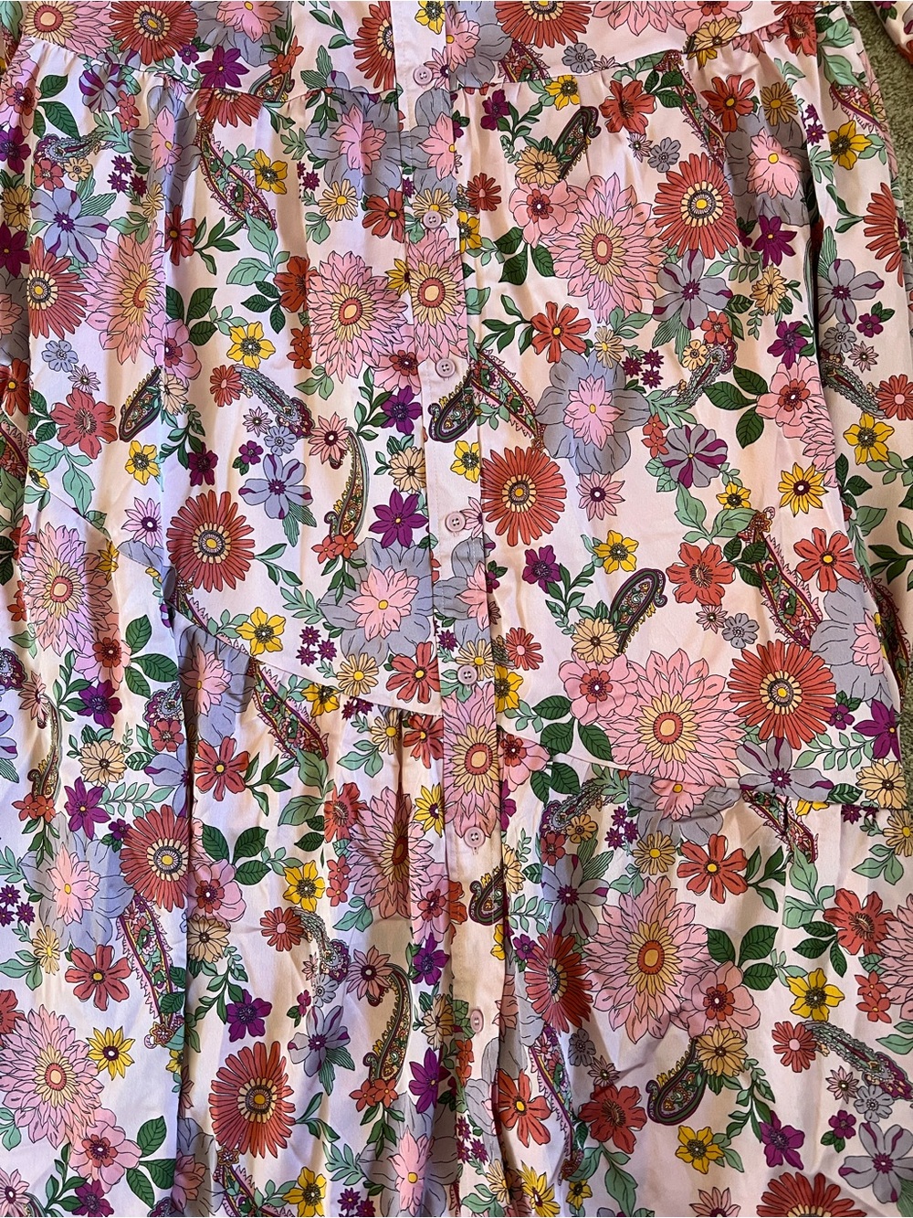 &merci Indie Floral Paisley Cottagecore Feminine Button Down Dress NWT size M - Picture 2 of 9